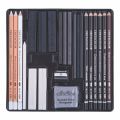 Cretacolor Black & White Charcoal Drawing Set of 25 Pcs In Tin Box. 