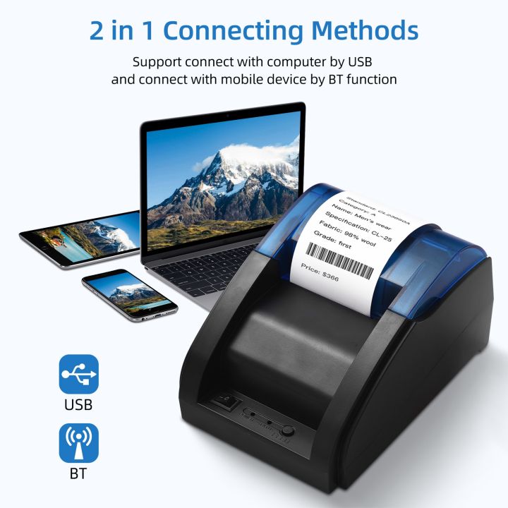 58mm Desktop Receipt Printer POS Printer Direct Thermal Printing ...