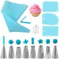 124/40/21PCS Piping Bags and Tips Set Cake DIY Decorating Kit with Stainless Steel Nozzle Reusable Silicone Pastry Baking Tool.