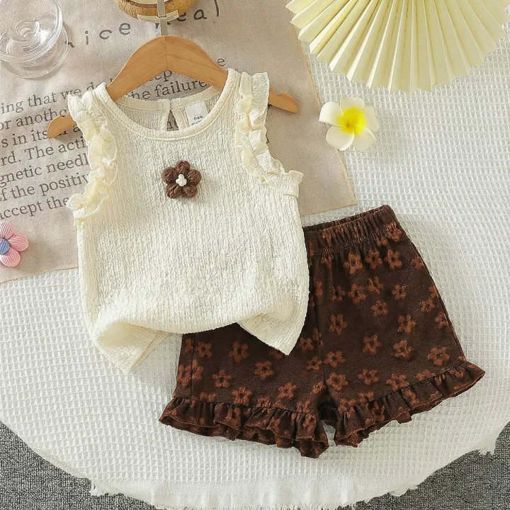 Summer%20Fresh%20Sleeveless%20Floral%20Tank%20Top%20+%20Floral%20Print%20Shorts%20Two-Piece%20Set,%20Adorable%20Design%20Ideal%20for%20Baby%20Girls%E2%80%99%20Summer%20Outing%20-%20Image%207