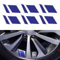 Car interior stickers 6-piece reflective car wheel rims Vinyl sticker Hash mark stripe Racing wheel hub size decoration. 