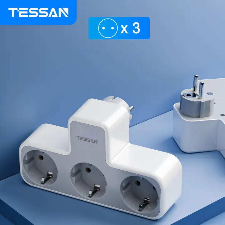TESSAN Multiple Socket Power Strip with 3 Outlets, 3-In-1 European Plug ...