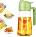 2 in 1 Oil Spray and Oil Container, 450ml Olive Oil Spray Bottle,Cooking Oil Spray Glass for Used for Air Fryer, Baking, Grilling. 