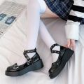 Shoes Lolita shoes Women heels platform mary janes Star Buckle Strap Mary Janes Women Cross-tied Girls Rivet Casual kawaii shoes.