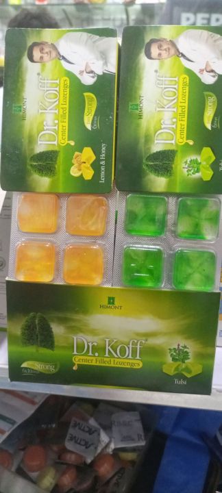 Dr Koff Lozenges / Tulsi Lozenges/ Lemon and Honey Lozenges Dr Koff/ Center filled candy/ Extra Strong for Allergic Cough /it's Nature candy for throats /Productive Cough/ 6 Lozenges