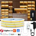 Tuya Zigbee 3.0 COB LED Strip Light 12V 5M 10M Warm White Flexible Dimmable Light 320leds/m Home Decoration for Alexa . 