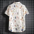 Trendy Red Printed Short Sleeve Casual Shirts for Men for Beach Wear. 