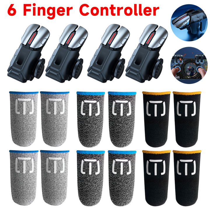 6 Finger Gaming Trigger for PUBG Game Mobile Gamepad Trigger for Ios Android Mobiles Phones Gaming Aim Triggers Joystick Button