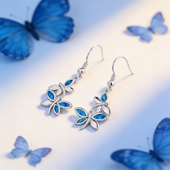Dragonfly%20Opal%20Earrings,Blue%20Opal%20&%20White%20K%20Plated%20Animal%20Earrings%20for%20Women,Minimalist%20Nature%20Jewelry,Hypoallergenic%20-%20Image%202