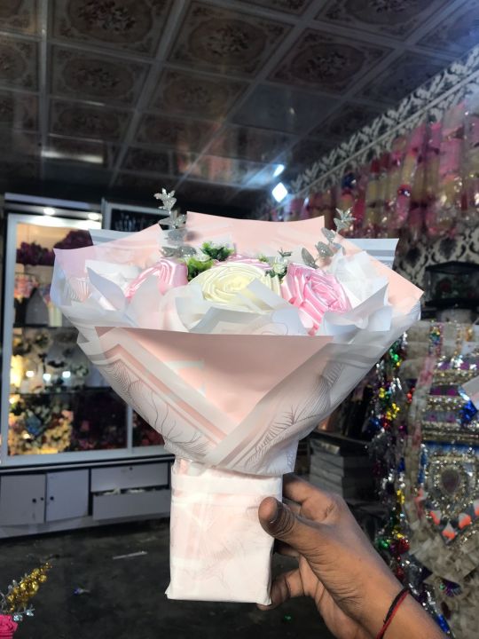 ribbon%20flower%20bouquet%20,bridal%20bouquet%20,gift%20items,pink%20and%20white%20bouquet%20,artificial%20bouquet,customize%20bouquet%20-%20Image%203