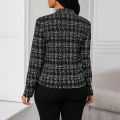 Women's Elegant Plaid Open Front Blazer | Office Wear Long Sleeve Notched Lapel Jacket.