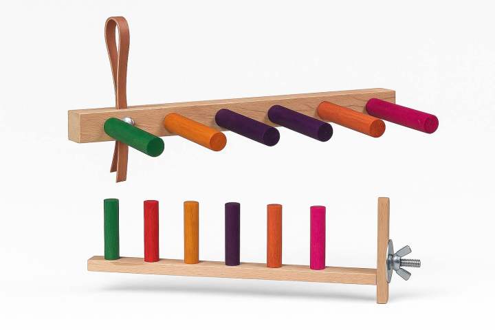 Colorful Wooden Bird Perch Stand – 6 Multicolor Rods Sitting Stand for Small Birds | Finch, Budgie, Lovebird, Canary, Parrotlet