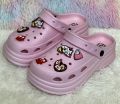 Girls Fashion EVA Rubber Platform Crocs | High Heel Soft Sole Sandals with Cartoon Charms.