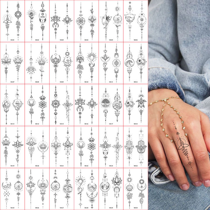 30pcs%20Temporary%20Tattoo%20Sticker%20Moon%20Star%20Small%20flower%20Waterproof%20Fake%20Tattoo%20for%20Men%20Women%20Girls%20Cute%20Fingle%20Tatoo%20Henna%20Sticker%20-%20Image%207
