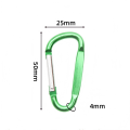 4PCS Black Carabiner Caribeaner Clip Aluminum D Ring Shape Carabeaner with 4PCS Keyring Keychain Hook. 