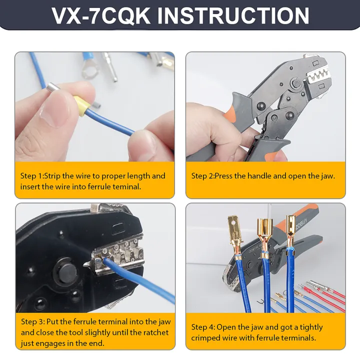 WOZOBUY%207CQK%20Crimping%20Tool%20Set%20Wire%20Crimper%20for%20Solar%20PV%20Connectors,Non-Insulated,DuPont,Ferrule%20Connectors-8%20Inch%20Wire%20Stripper%20-%20Image%204