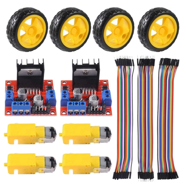 4PCS DC 3-6V Electric Motor with 4Pcs Plastic Tire Wheel Dual Shaft ...