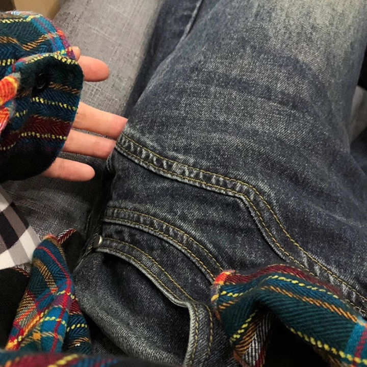 Y2K%20Spicy%20Girl%20Dark%20Series%20Wide%20Leg%20Jeans%20Women's%20New%20High%20Street%20Splicing%20Loose%20High%20Waist%20Slimming%20Flare%20%20Pants%20-%20Image%203