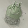 traditional potli gol bag clutch with silver lace. 