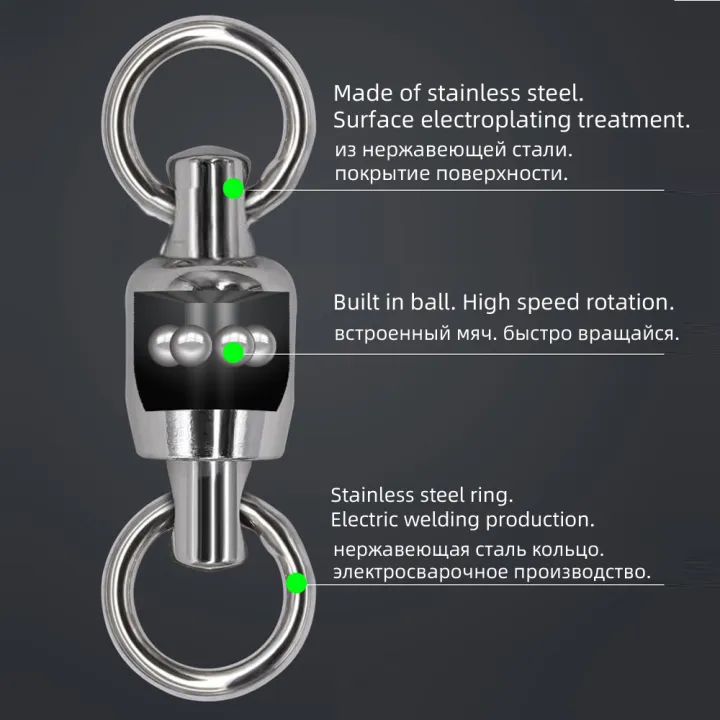 DNDYUJU%2010/20pcs%20Two-Way%20Fishing%20Swivel%20Ball%20Bearing%20Swivel%20Connector%20Stainless%20Steel%20Solid%20Ring%20Connector%20Fishing%20Accessories%20-%20Image%203