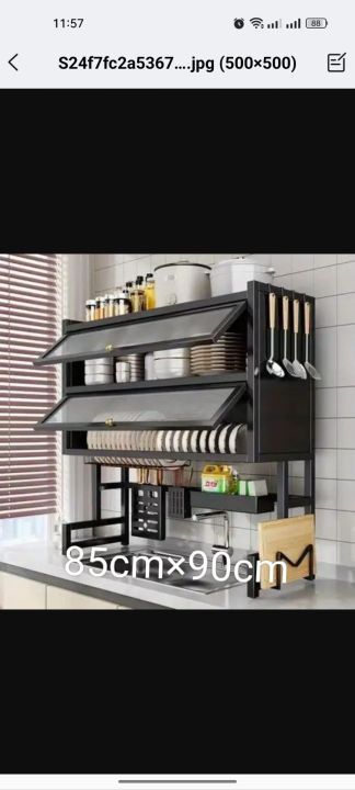 Double%20door%20dish%20rack%20-3%20tier%20over%20the%20sink%20dish%20drying%20rack%20with%20flip%20cover%20doors%20multifunctional%20countertop%20organizer%20adjustable%20metal%20kitchen%20rack%20with%20drainage%20cupboard%20storage%20(Double%20door%20dish%20rack)%20-%20Image%204
