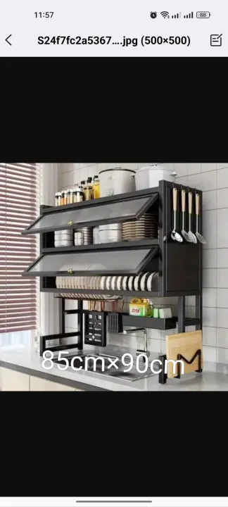 Double%20door%20dish%20rack%20-3%20tier%20over%20the%20sink%20dish%20drying%20rack%20with%20flip%20cover%20doors%20multifunctional%20countertop%20organizer%20adjustable%20metal%20kitchen%20rack%20with%20drainage%20cupboard%20storage%20(Double%20door%20dish%20rack)%20-%20Image%204
