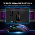 Gaming mouse EKSA EM110 Wired Mouse with 6 rgb modes, 6 adjustable DPI up to 8000, 7 Programmable Buttons compatible with computer & laptops. 