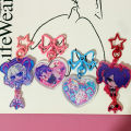 2pcs/set Game NEEDY GIRL OVERDOSE Rain Ame KAnge Acrylic Keychain Cartoon Figure Heart Pendant Keyring Cosplay Accessories Set.