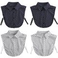 Cotton Front Tie for Women Polka Dots Fake Collar Lapel Detachable Collar Shirt Stand Detachable Female False Collar Decor. 