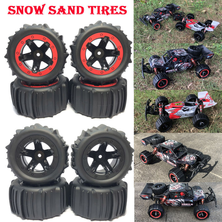 4Pcs Snow Sand Tires Tyre Wheel for SCY 16102 16101 16103 Wltoys 144001 144010 SG116 MJX Hyper Go 1/14 1/16 1/18 RC Off-road Car