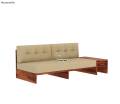 Cortez L-Shaped Wooden Sofa with Side Storage Drawer(Honey Finish). 