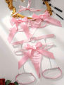 Red Floral Lace Garter Lingerie Set With Choker Women Intimates 2022 Underwire Bra And Thongs Ladies Underwear Set. 