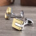 New Fashion Man Rectangle Silver Plated Gold Cufflinks French Style Shirt Mens Wedding Groom Luxury Brand Jewelry Gifts. 