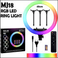 MJ18 45 CM RGB LED Soft Ring Light with 3 Phone Holders and Remote Control. 