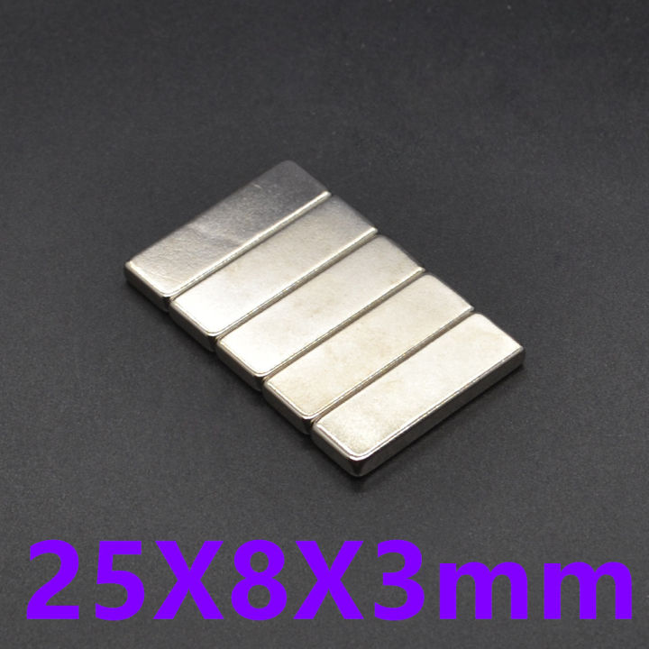 5 Pieces Magnet 25X8X3Mm Magnet Neodymium 25X8X3Mm High Power Magnet, Square 25X8X3Mm, High Suction Power, Neodymium Magnet 25mm X 8mm X 3mm