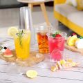 Clear Disposable Plastic Cup with Lid Perfect for Weddings Birthdays Parties Camping Smoothies Milkshakes Coffee Cold Drinks.