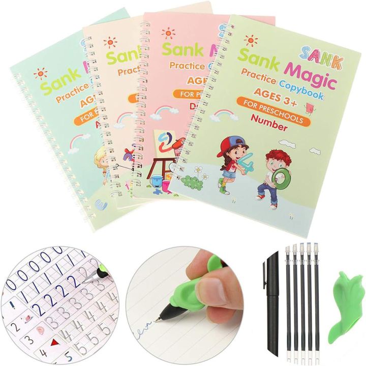 Sank%20Magic%20Practice%20Copybook,%20(4%20BOOK%20+%2010%20REFILL+%202%20Pen%20+2%20Grip)%20Number%20Tracing%20Book%20for%20Preschoolers%20with%20Pen,%20Magic%20Calligraphy%20Copybook%20Set%20Practical%20Reusable%20Writing%20Tool%20Simple%20Hand%20Lettering%20-%20Image%202