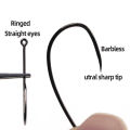 50PCS #4~#24 High Carbon Steel Barbless Fly Hook for Stimulator Hoppers Fly Tying Hook Salmon Trout Fishing Lures Fishhook. 