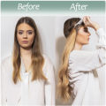 Synthetic Long Gray Blonde Hair Hairpieces Extension Fish Line Invisible Wavy Halo Hair Extensions for Women. 