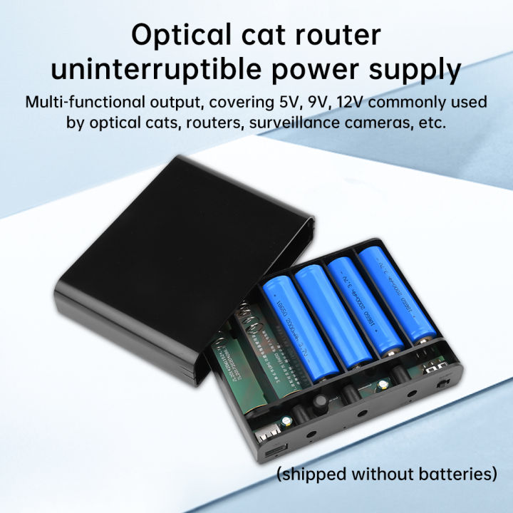 DC UPS 6Pcs 18650 Lithium Battery Welding Free Power Box DIY Kit Optical Cat Router Uninterruptible Power Box 5V 9V12V peak 60W