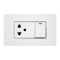 Fujicut Light Switch and Electrical Socket, Complete Set, Switch Size: 1 Piece, and Single 3-Pin Ground Socket, 1 Piece.. 