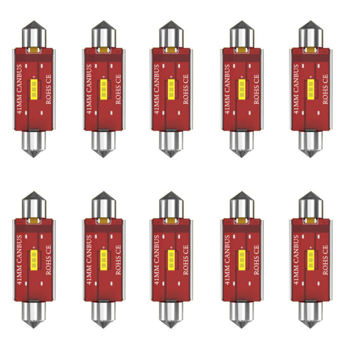 10X LED Festoon 31mm 36mm 39mm 41mm C5W C10W 1860 CSP Bulbs Canbus License Plate Lights Interior Reading Dome Lamps White 12V