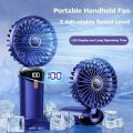 Mini Foldable Hand Fan Handheld Portable Fan with USB Rechargeable Battery Desk Outdoor Neck Hanging 5 Speed Fan. 