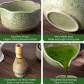Matcha Whisk Set - 5Pcs Tiny Flower Matcha Set Includes 18.5oz/550ml Chawan with Spout, Bamboo Chasen Whisk with Ceramic Holder.