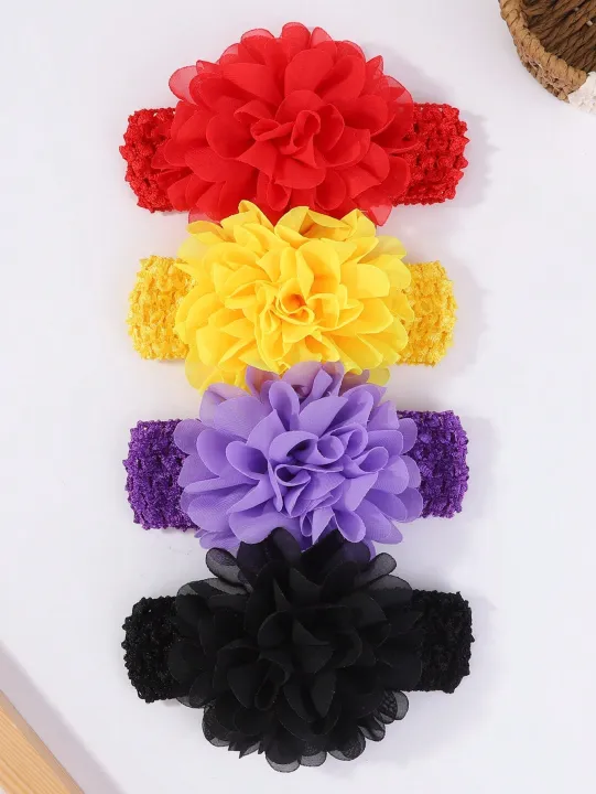 4pcs/set%205.3''%20Baby%20Girls%20Big%20Chiffon%20Flower%20Headbands%20Soft%20Strecth%20Hairband%20Lovely%20Headwrap%20Newborns%20Infants%20Hair%20Accessories%20-%20Image%207