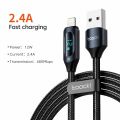 Toocki LED Display USB Cable For iPhone 14 13 12 11 Pro Max Fast Charger Charging Lightning 2.4A USB Wire Cord X XR 8 7 1m 2m. 