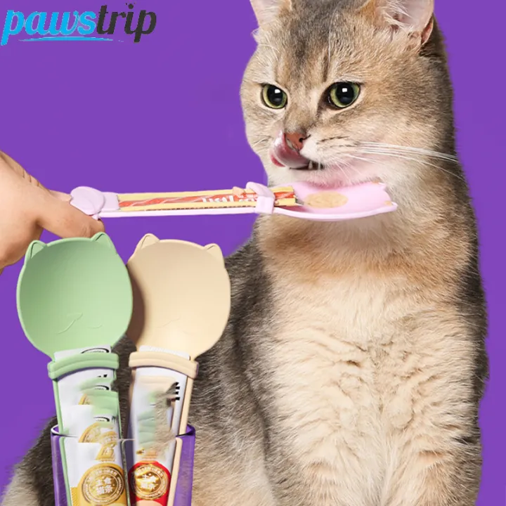 2PCs Cat Strip Squeeze Spoon Cat Strip Feeder for Lickable Wet Cat Treats Pet Liquid Snack Feeding Tool Cat Feeder Pet Supplies