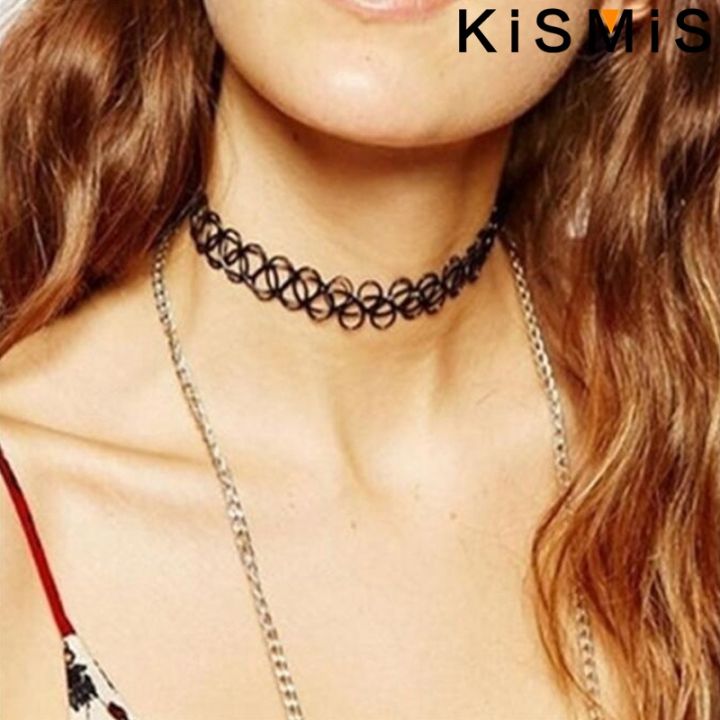 KISMIS%206Pcs/Set%20Black%20Lace%20Chokers%20Necklace%20Set%20Vintage%20Gothic%20Punk%20Elastic%20Necklace%20Women'S%20Jewelry%201Sets%20-%20Image%204