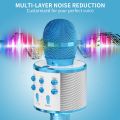 Kids Microphone for Singing, Wireless Bluetooth Karaoke Microphone for Adults, Portable Handheld Karaoke Machine, Toys for Boys and Girls Gift for Birthday Party (Blue). 