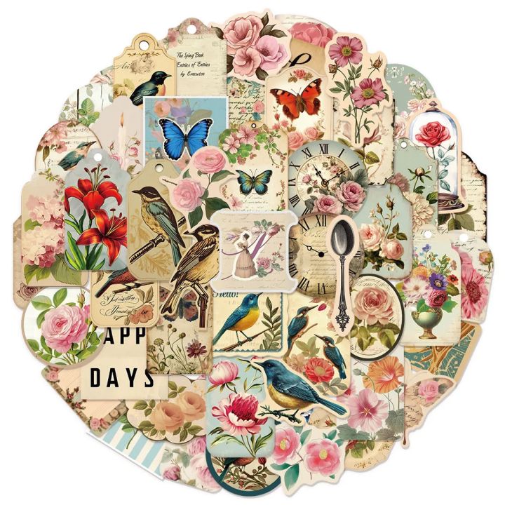 52PCS Creative Retro Old Garbage Paper Graffiti Stickers Handbooks Decoration Luggage Notebooks Helmets Waterproof Stickers